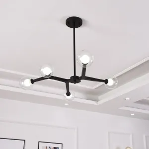 5/9 Light Glass Bubble Ceiling Chandelier - Simple Style Luminaire in Black/Gold