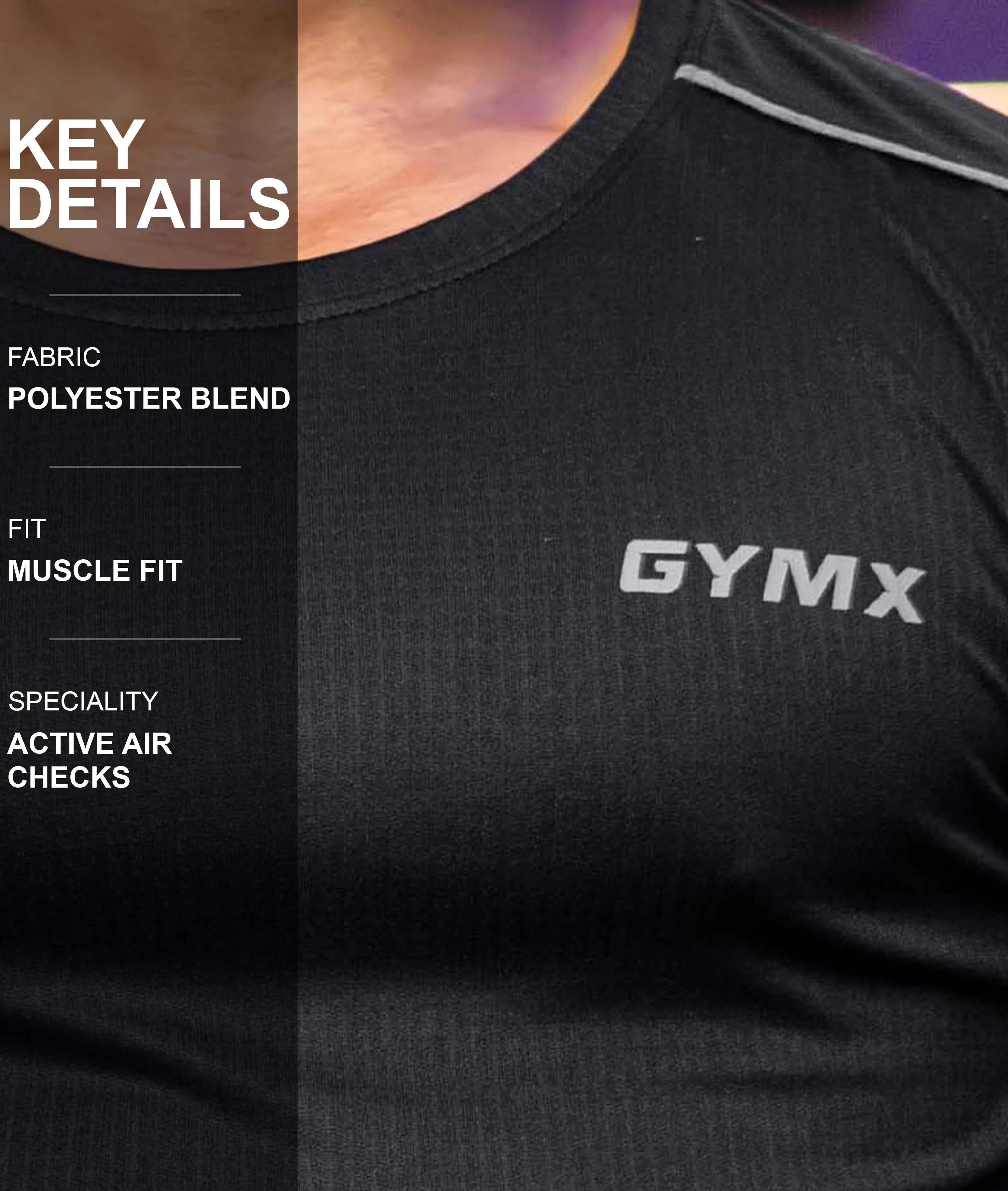 Active Air Checks GymX Tee: Elite Black - Sale