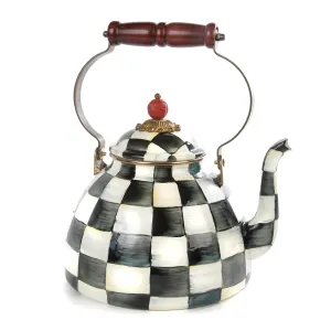 Courtly Check Enamel Tea Kettle - 3Qt (Mackenzie Childs)