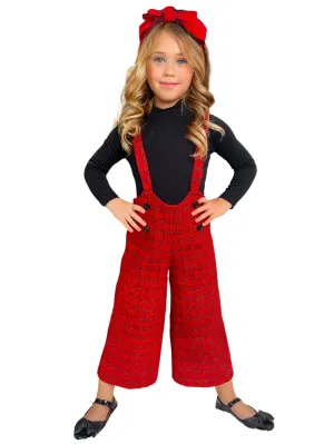 Cozy Couture Turtleneck Top And Flannel Overalls Set