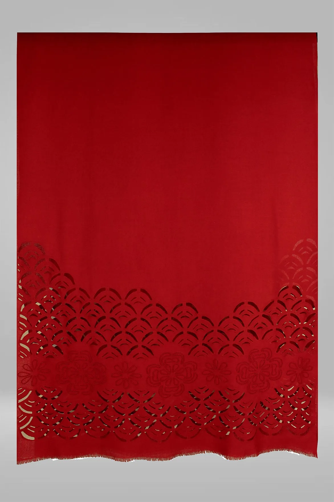 Cutwork Lattice Border | Embroidered Pure Cashmere Stole