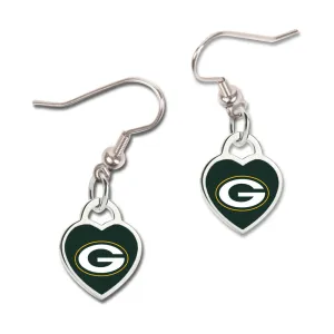 Green Bay Packers Earrings w/ 3D Heart