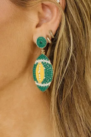 Green Beaded Football Earrings | PRE ORDER