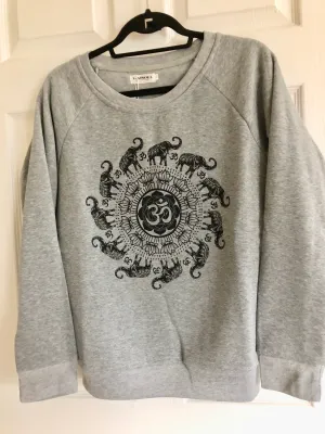 Heather Gray Elephant & Om Oversized Sweatshirt