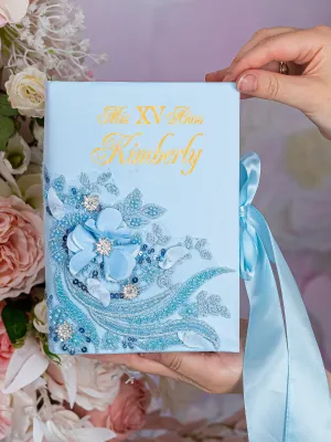 Light Blue with Gold Quinceanera Biblia (English version)