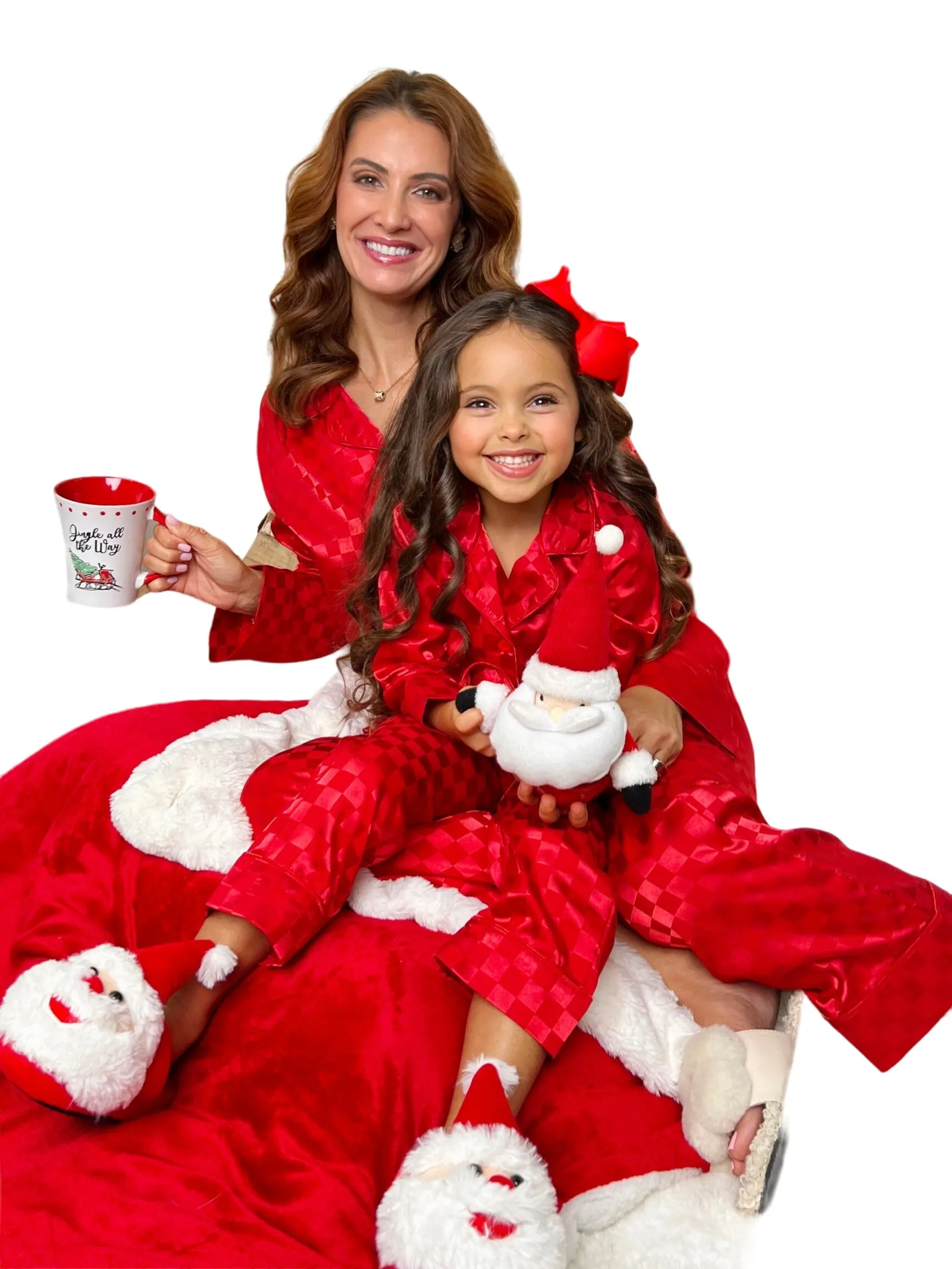 Mommy And Me Red Checkered Christmas Pajamas