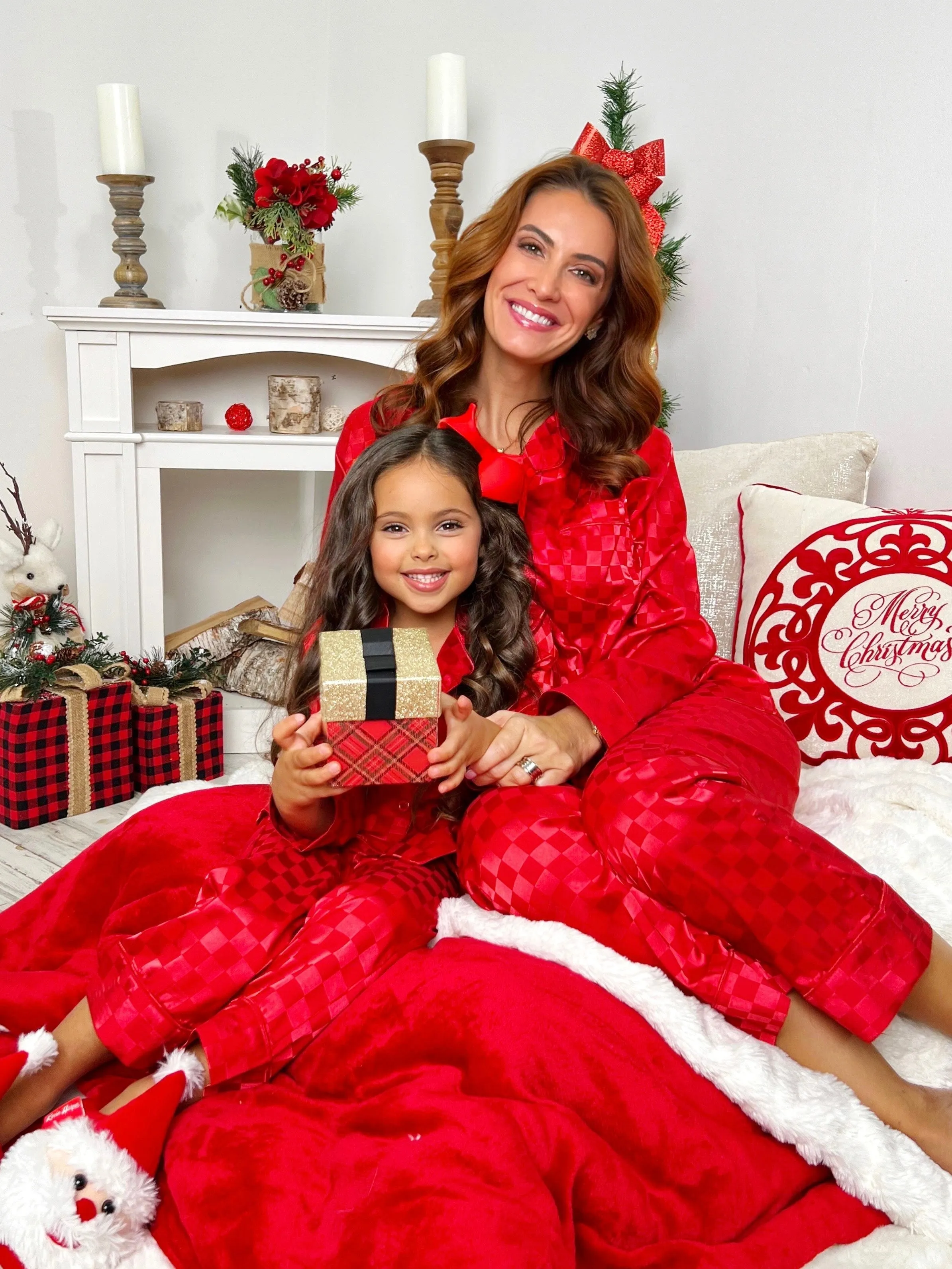 Mommy And Me Red Checkered Christmas Pajamas