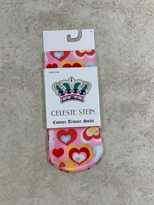 Pink Multi Hearts Child Trouser Socks