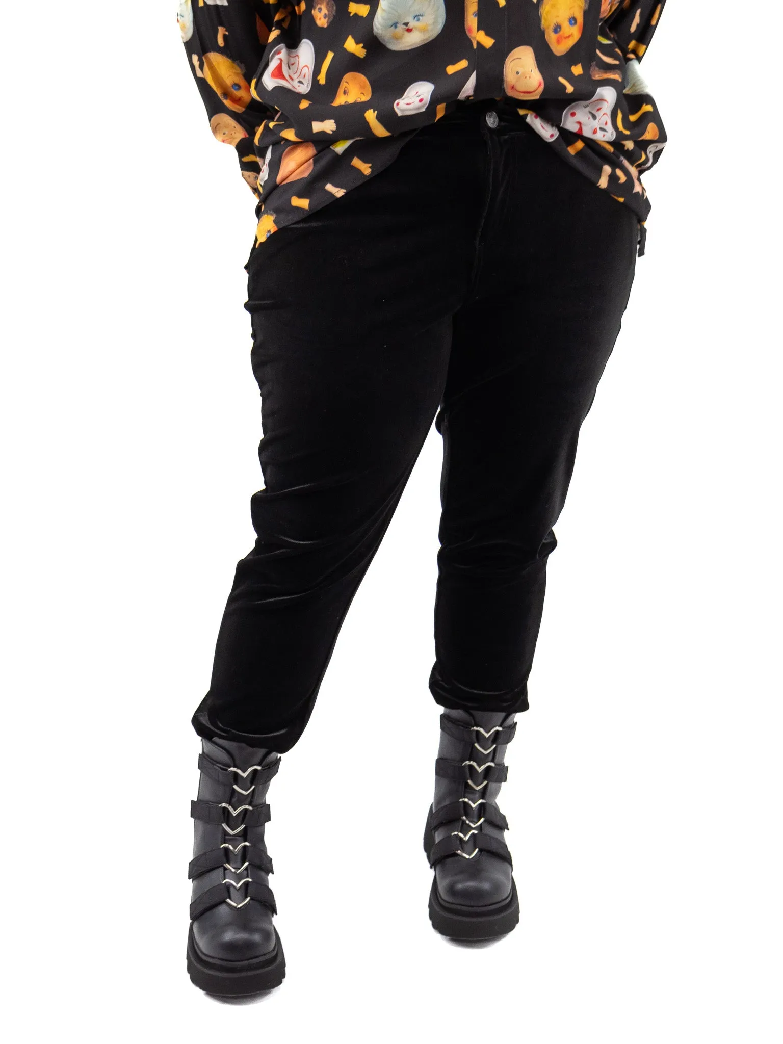 Piper Black Velvet Skinny Jeans