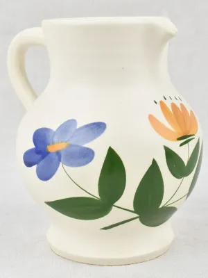 Pitcher w/ flowers - signed Les Grès Du Marais 8¾"