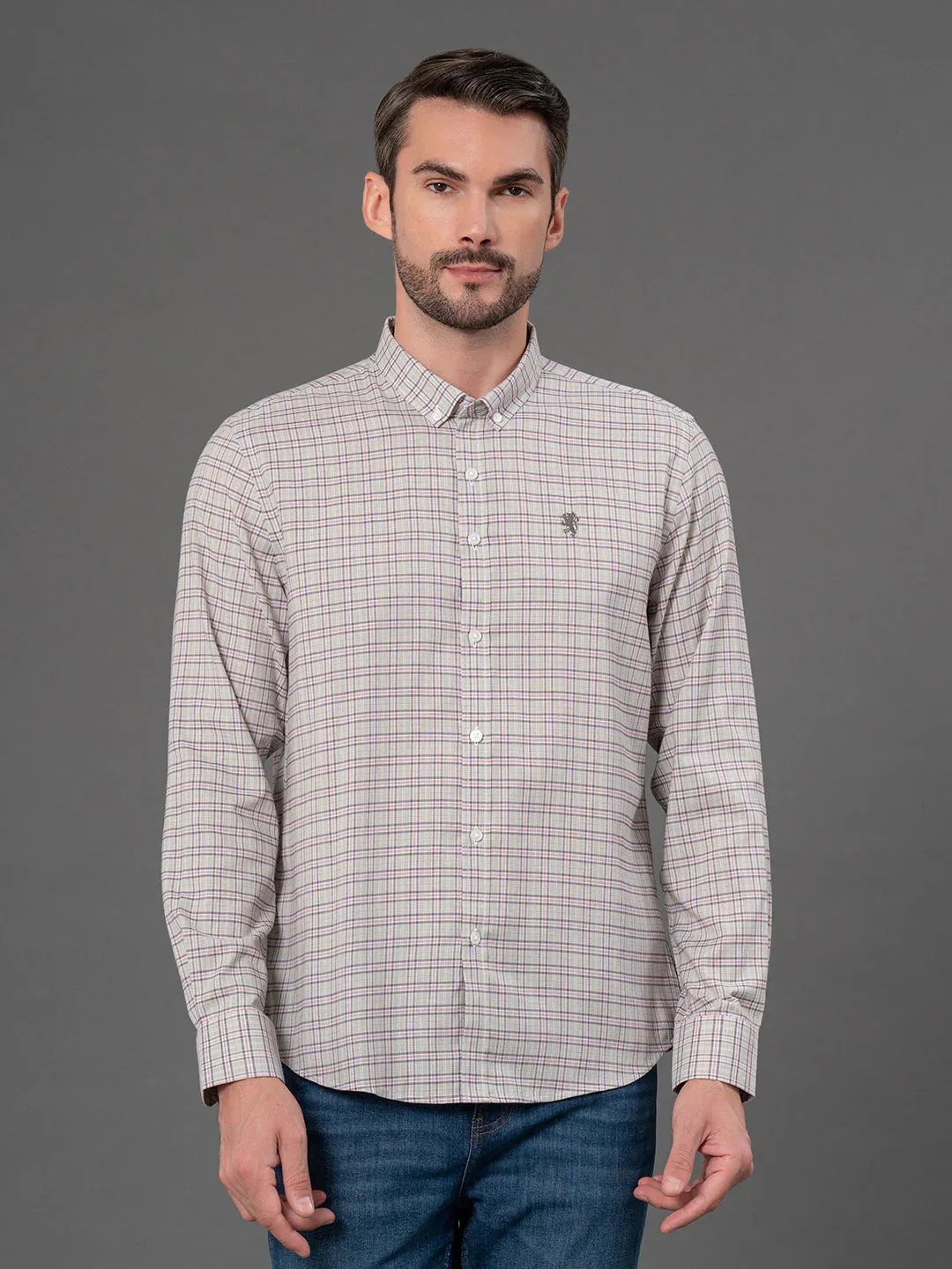 RedTape Mauve Checked Shirt for Men | Classic & Versatile