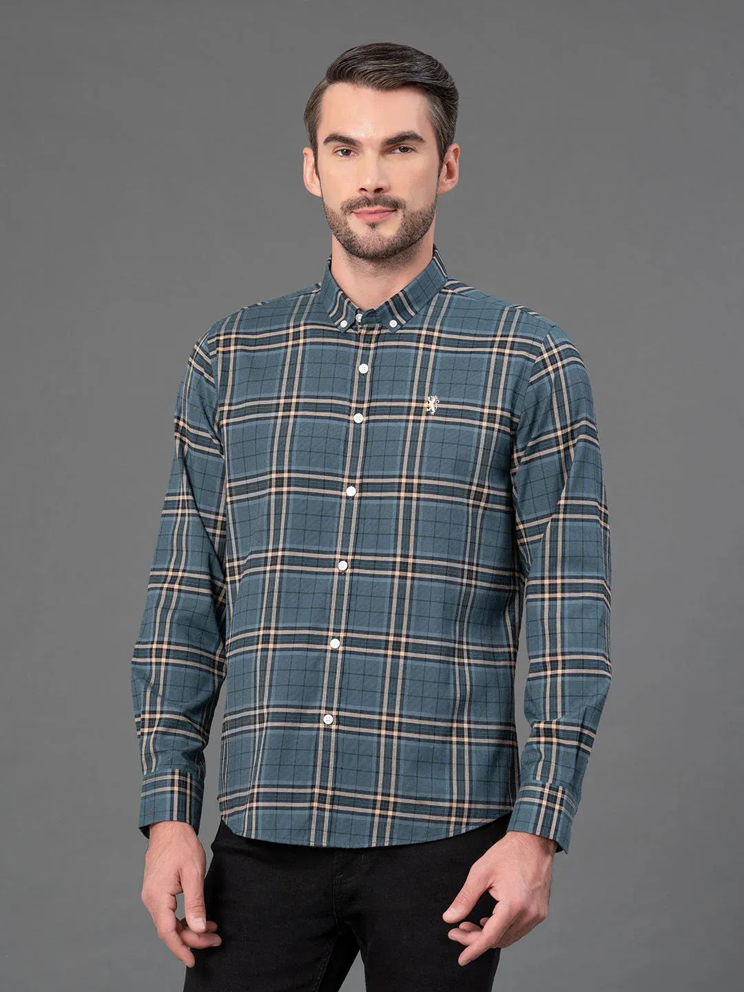 RedTape Mustard Checked Shirt for Men | Classic & Versatile