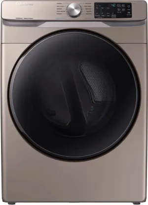 Samsung DVG45R6100C 27 Inch Gas Dryer with 7.5 Cu. Ft. Capacity, Steam Sanitize , Sensor Dry, Smart Care, Interior Drum Light, 3-Way Venting, Reversible Door, 10 Dry Cycles, Bedding, Quick Dry, Child Lock, and ADA Compliant: Champagne