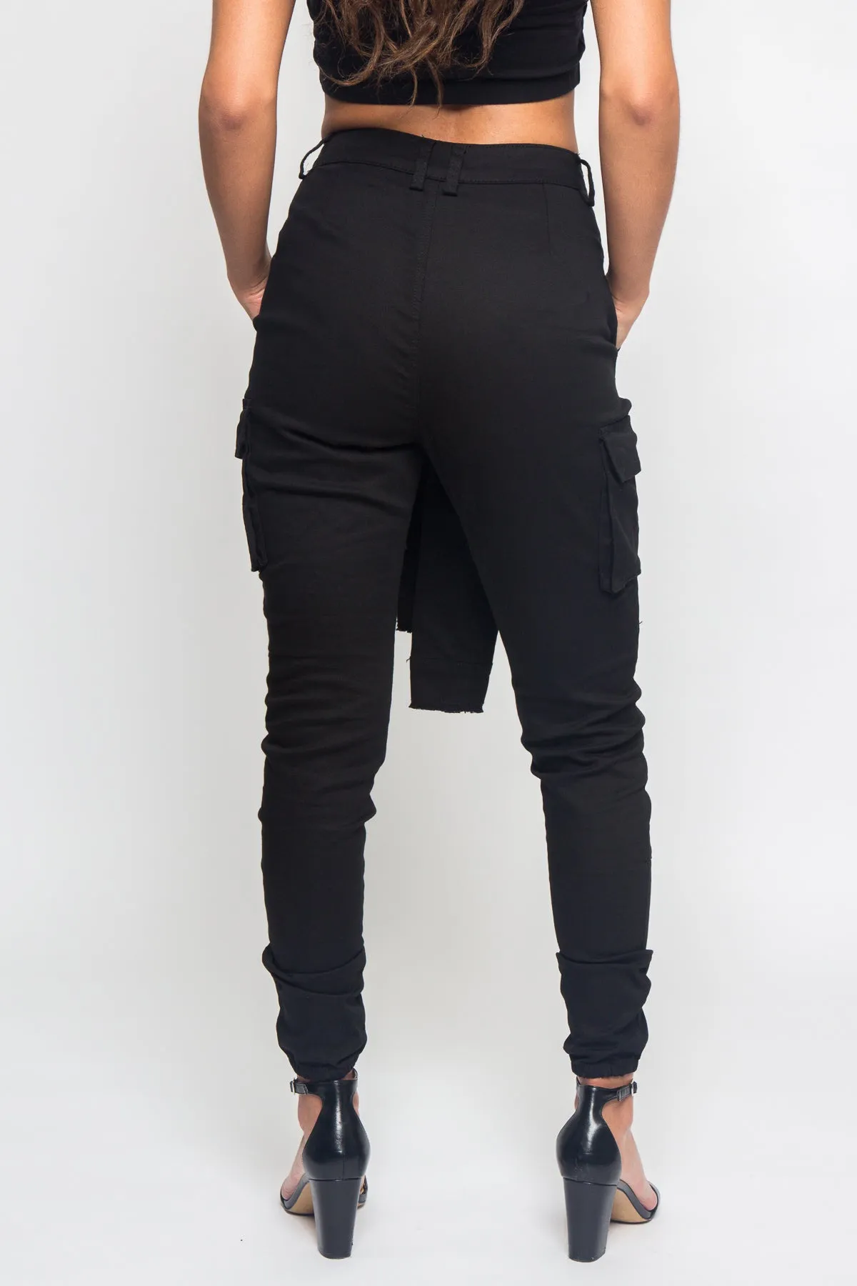 Tied Sleeve Illusion Cargo Jogger Pants