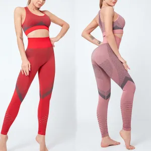 Women's Fitness Yoga Push-up Top & Bottom Set with  Compression Leggings